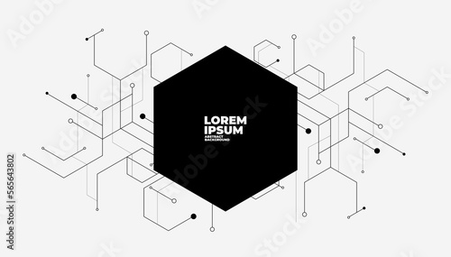 Geometric hexagon lines and dots connection banner template.