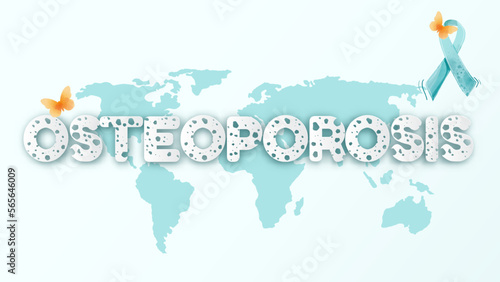 Abstract medical of osteoporosis. The concept for hospital and research in papercut style.A horizontal format design ideal for a web banner or greeting card.