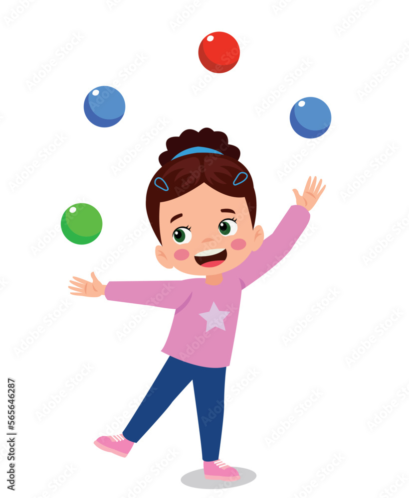 kid boy playing juggling ball vector isolated kid boy playing juggling ball vector isolated