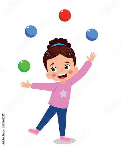 kid boy playing juggling ball vector isolated