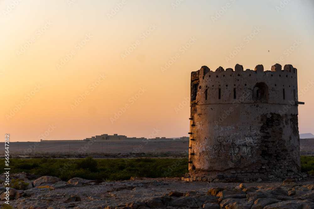 old castle in the sunset
