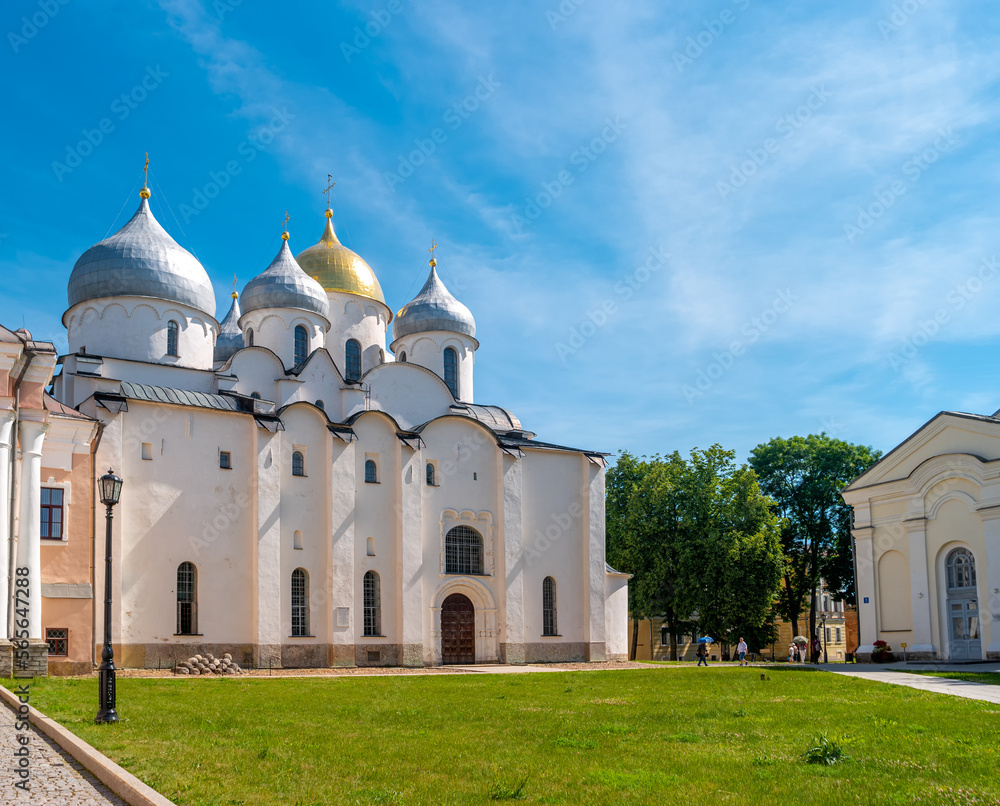 Veliky Novgorod. Cathedral of St. Sophia on the territory of the Novgorod Kremlin. One of the oldest churches in Russia.