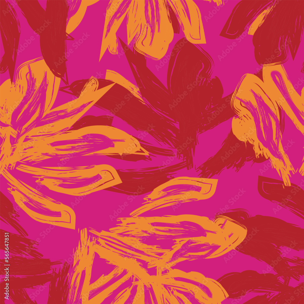 Floral Brush strokes Seamless Pattern Design Floral Brush strokes Seamless Pattern Design