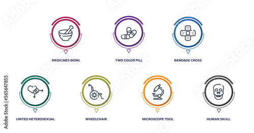 Print op canvas in the hospital outline icons with infographic template
