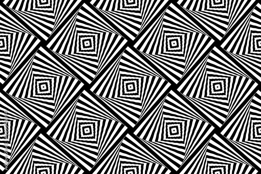 Seamless Geometric Checked Op Art Pattern. Striped Lines Texture.