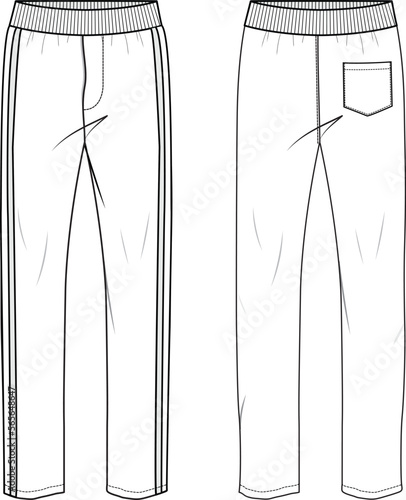 UNISEX BOTTOM WEAR JOGGERS FRONT AND BACK FASHION FLAT DESIGN VECTOR