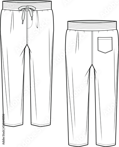 UNISEX BOTTOM WEAR JOGGERS FRONT AND BACK FASHION FLAT DESIGN VECTOR