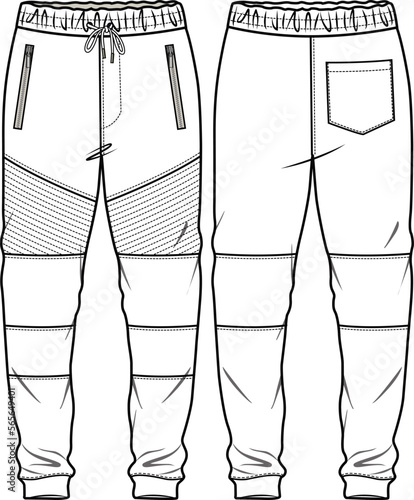 UNISEX BOTTOM WEAR JOGGERS FRONT AND BACK FASHION FLAT DESIGN VECTOR