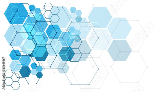 Abstract blue line hexagon light technology futuristic geometric design modern on white background vector