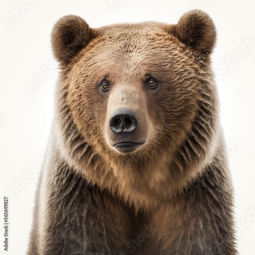 Wallpaper Mural Bear Portrait, white background, brown bear photo, Generative Ai Torontodigital.ca