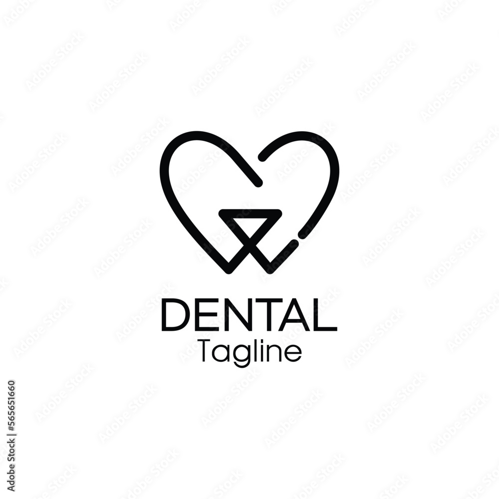 line art letter w dental logo design