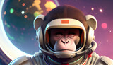 AI-Generated Smiling Space-Bound Monkey in a Helmet