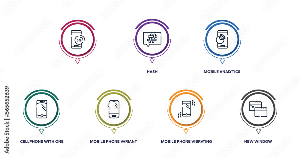email outline icons with infographic template. thin line icons such as , hash, mobile analytics business tool, cellphone with one button, mobile phone variant, mobile phone vibrating, new window email outline icons with infographic template. thin line icons such as , hash, mobile analytics business tool, cellphone with one button, mobile phone variant, mobile phone vibrating, new window