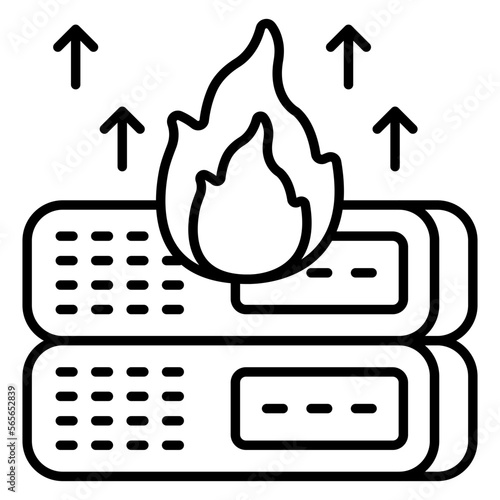 An icon design of server burning 