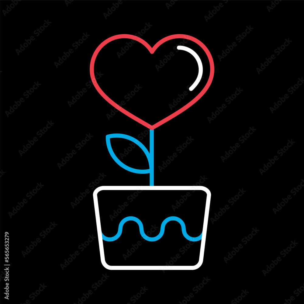 Heart flower in pot vector icon Heart flower in pot vector icon