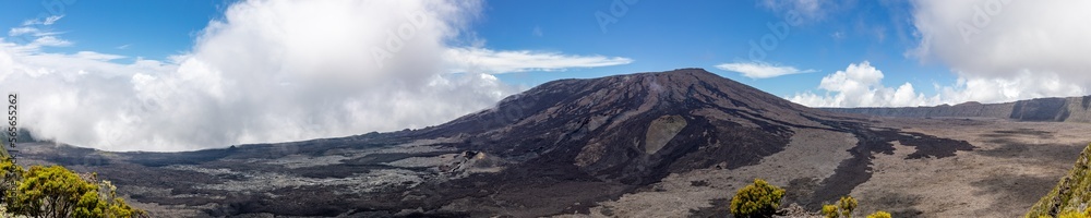 Reunion Island - Piton de la Fournaise volcano : Panoramic view of the volcano