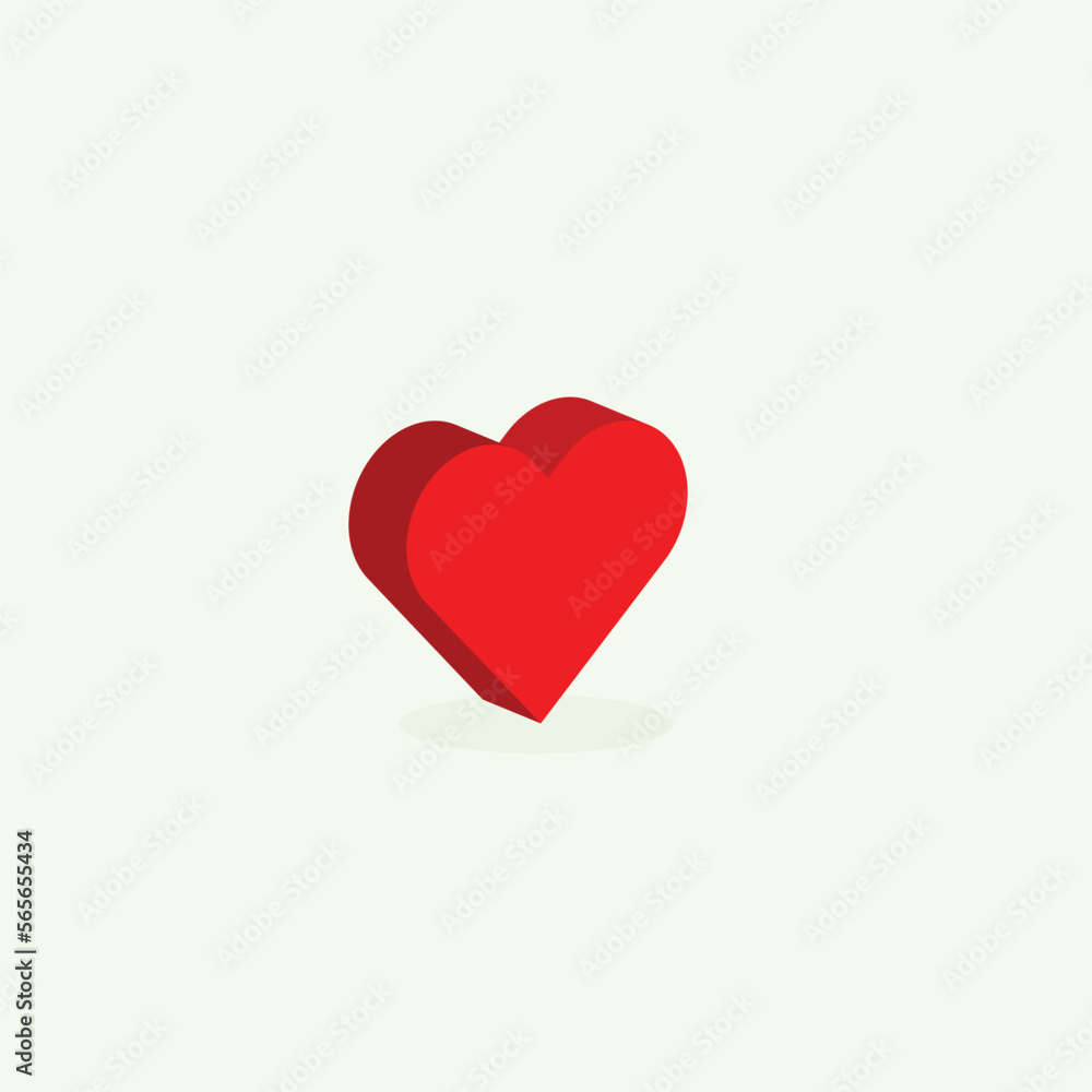 3D Red Heart Vector Illustration