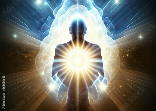 Esoteric spiritual Akashic meditation concept (Generative AI) photo