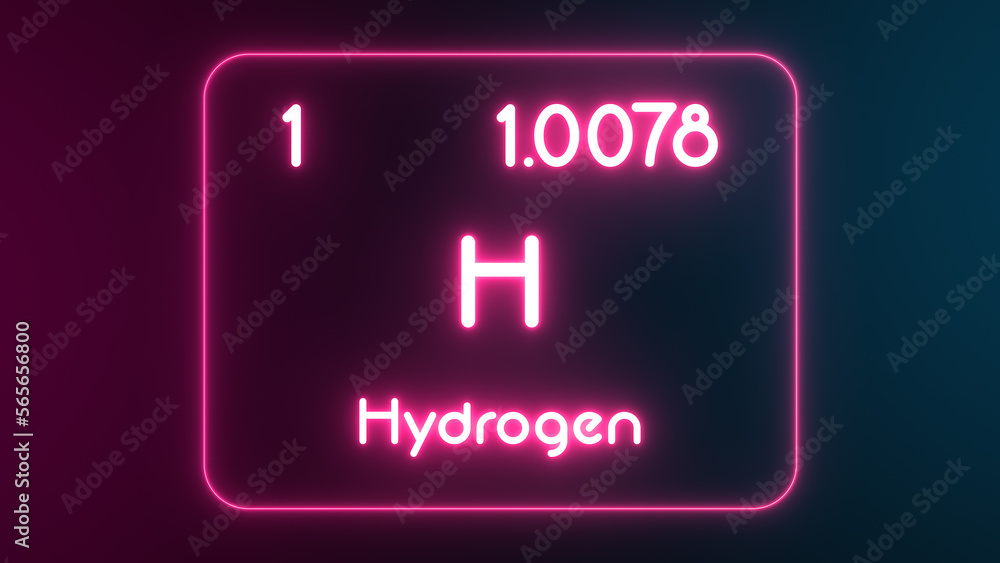 Modern periodic table Hydrogen element neon text Illustration Modern periodic table Hydrogen element neon text Illustration