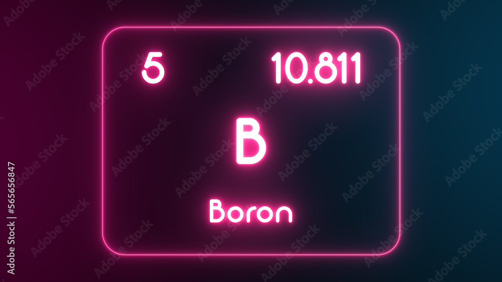 Modern periodic table Boron element neon text Illustration Modern periodic table Boron element neon text Illustration