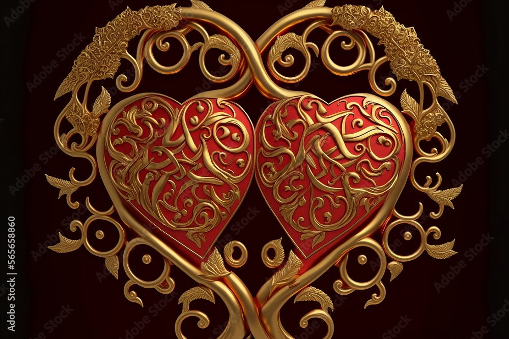 Metal gold heart abstract badge. AI generated. Metal gold heart abstract badge. AI generated.