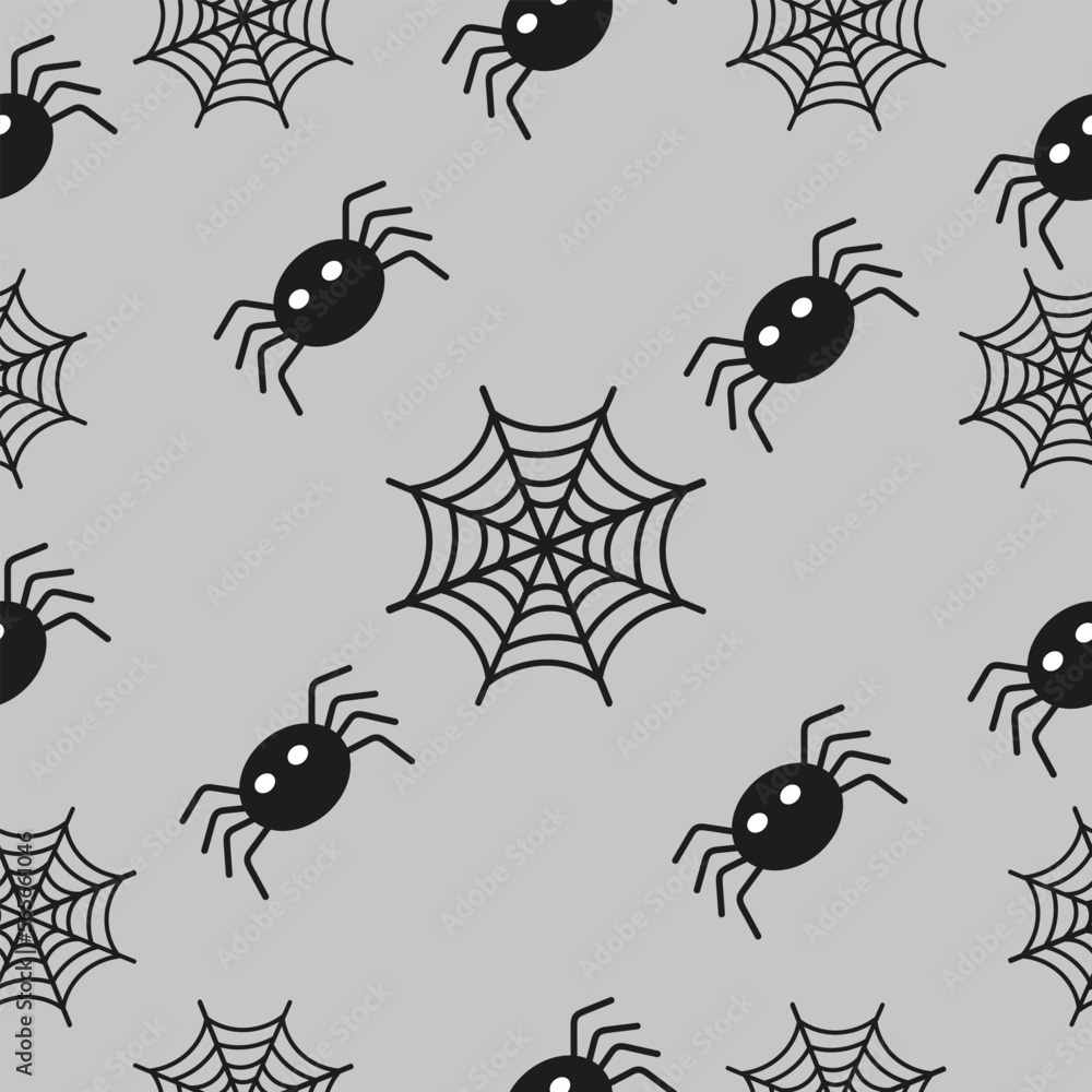 pattern spiders and cobwebs on a gray background pattern spiders and cobwebs on a gray background