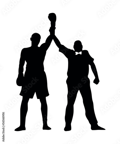 Black silhouette of boxers isolated on white background.