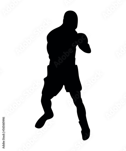 Black silhouette of boxers isolated on white background.