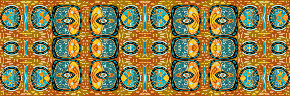 African pattern, graphic design, geometric shapes, orange and blue-green colors, high definition image (HD format), illustration African pattern, graphic design, geometric shapes, orange and blue-green colors, high definition image (HD format), illustration