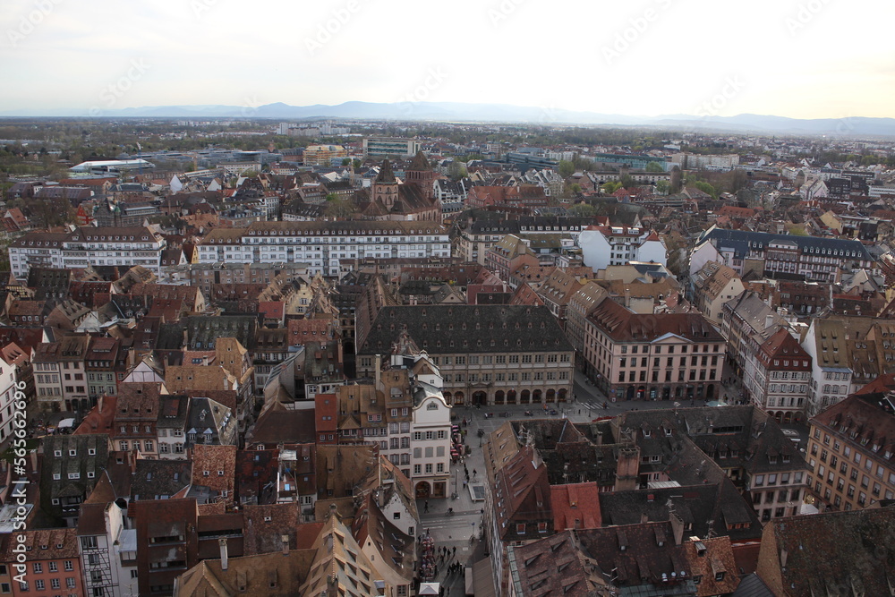 Panoramic view of the old town in Strasbourg, France