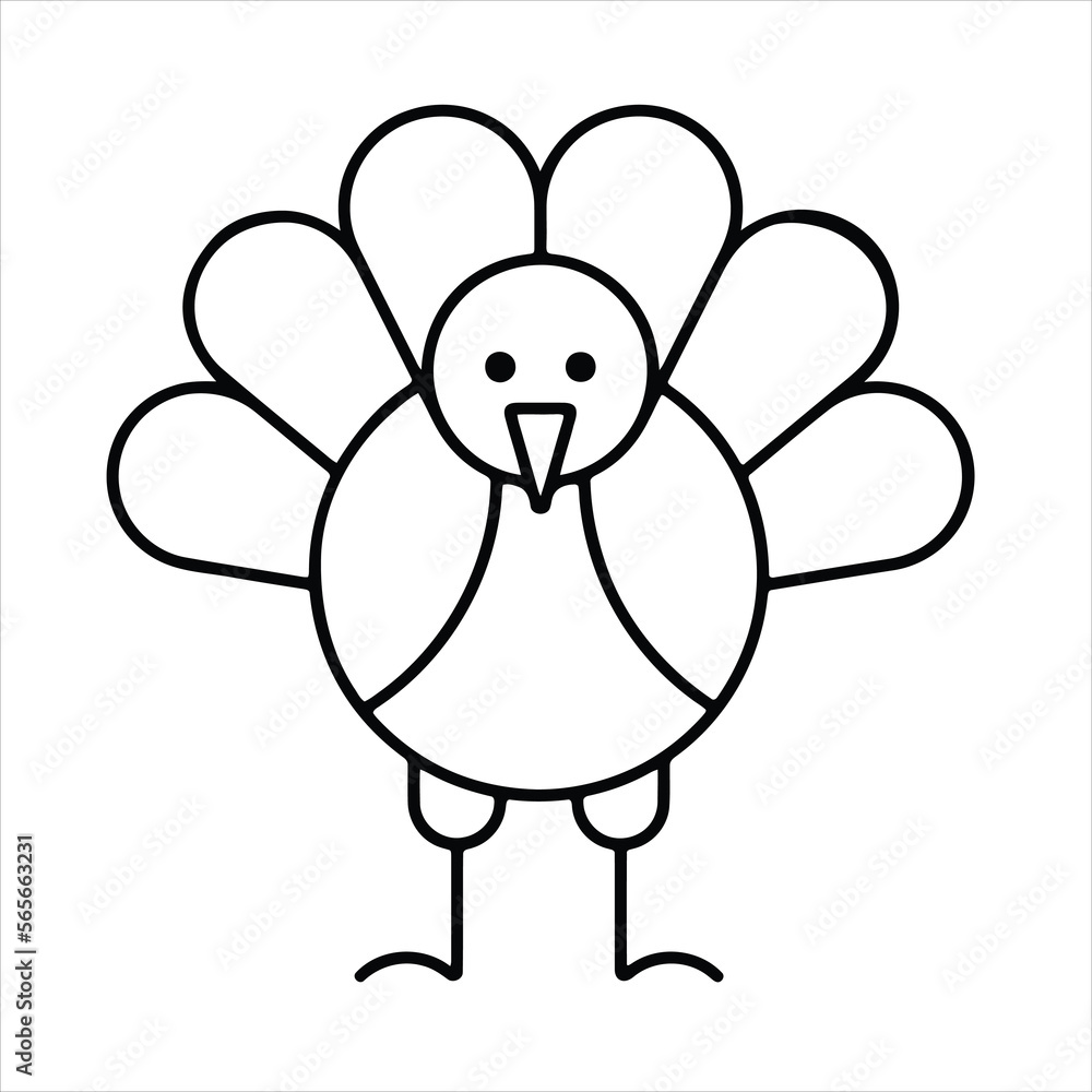 Fototapeta premium Thanks giving coloring page for kids.