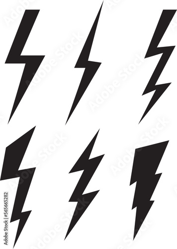 Lighting bolt icon set, SVG Vector