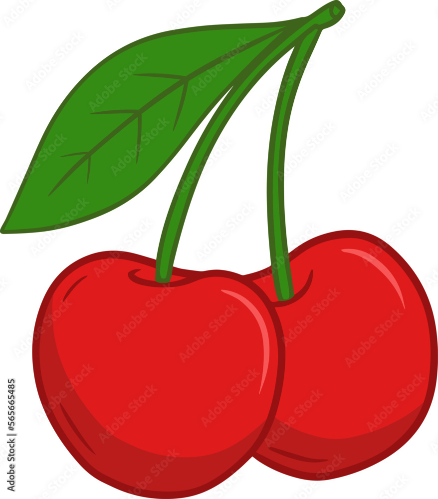 Illustration of ripe cherry in bright colors. Illustration of ripe cherry in bright colors.