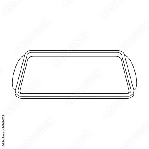 Tray for food vector outline icon. Vector illustration tray for food on white background. Isolated outline illustration icon of salver.