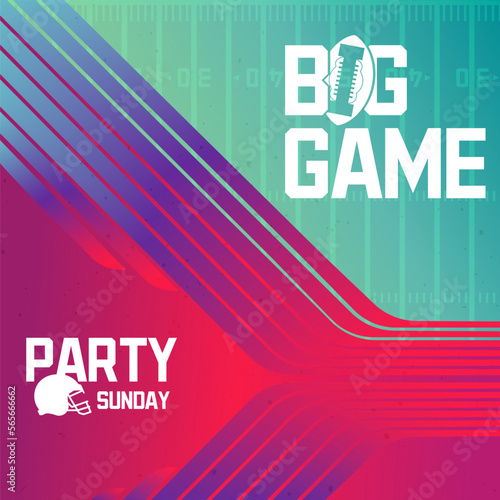 Big game. February. American football. Bowl tournament. Football field. Football in Arizona. Party invitation