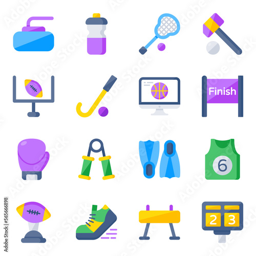 Pack of Sports Instruments Flat Icons 

