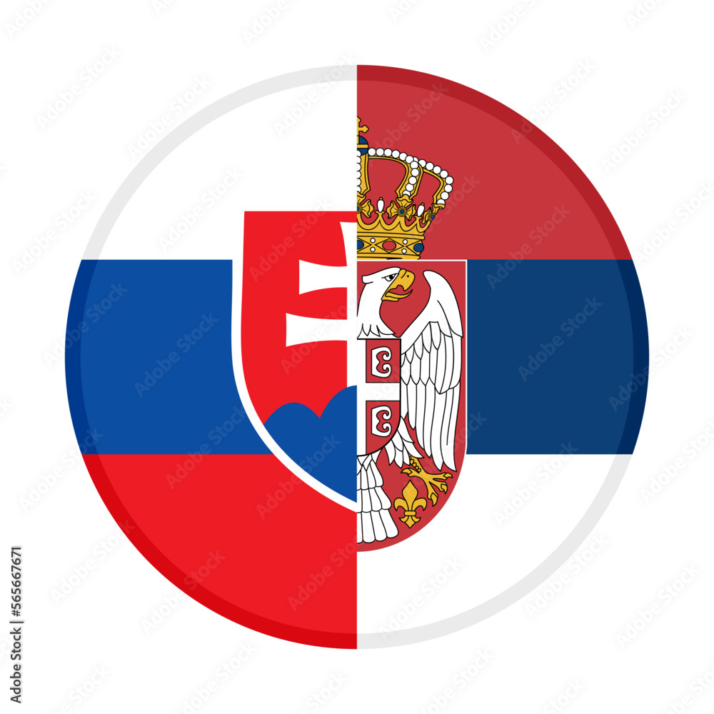 Obraz premium round icon with slovakia and serbia flags. vector illustration isolated on white background