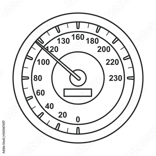 Speedometer vector icon.Outline vector icon isolated on white background speed .