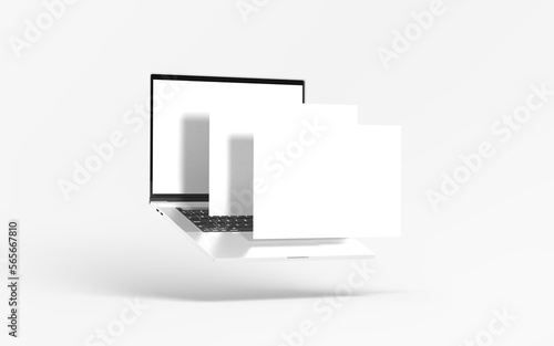 Empty screen laptop mock-up view on white background