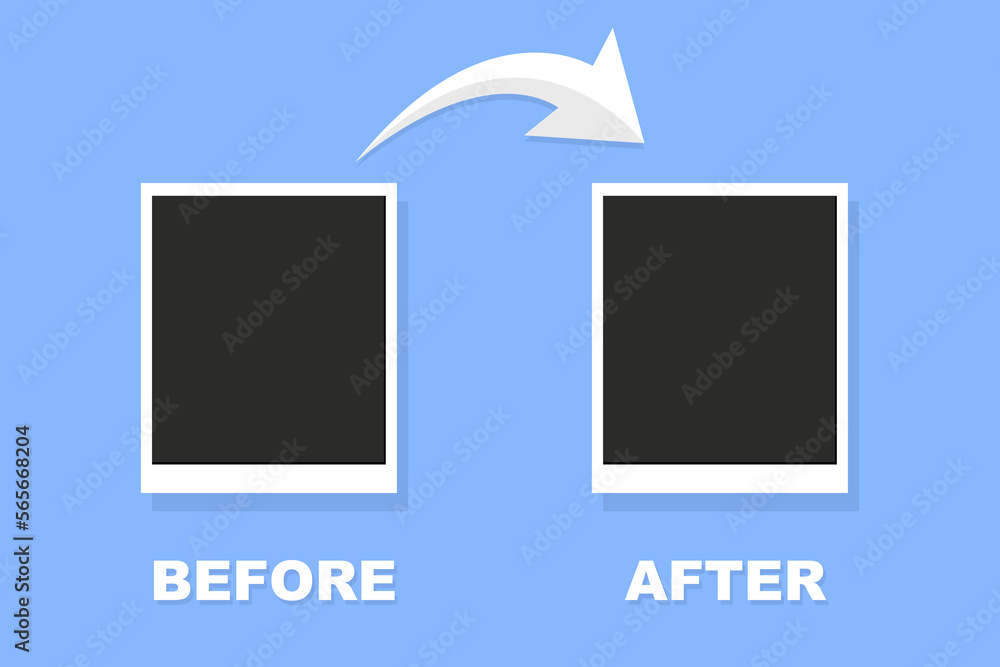 Before and after background template. Frame with empty place ...