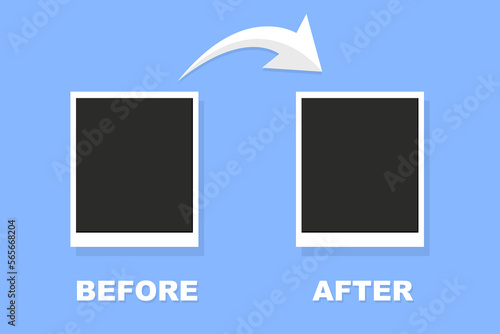 Before and after background template. Frame with empty place. Comparison card with empty space. Vector illustration