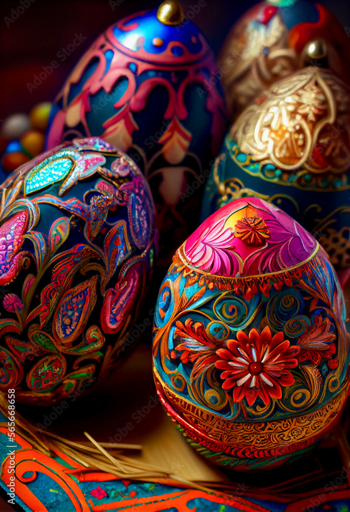 Generative AI abstract render of artsy easter eggs Generative AI abstract render of artsy easter eggs