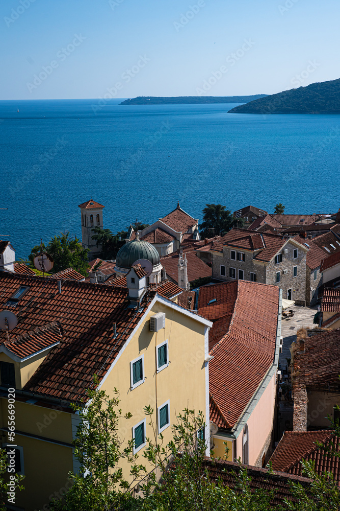 View on Herceg Novi and Adriatic sea in Montenegro.