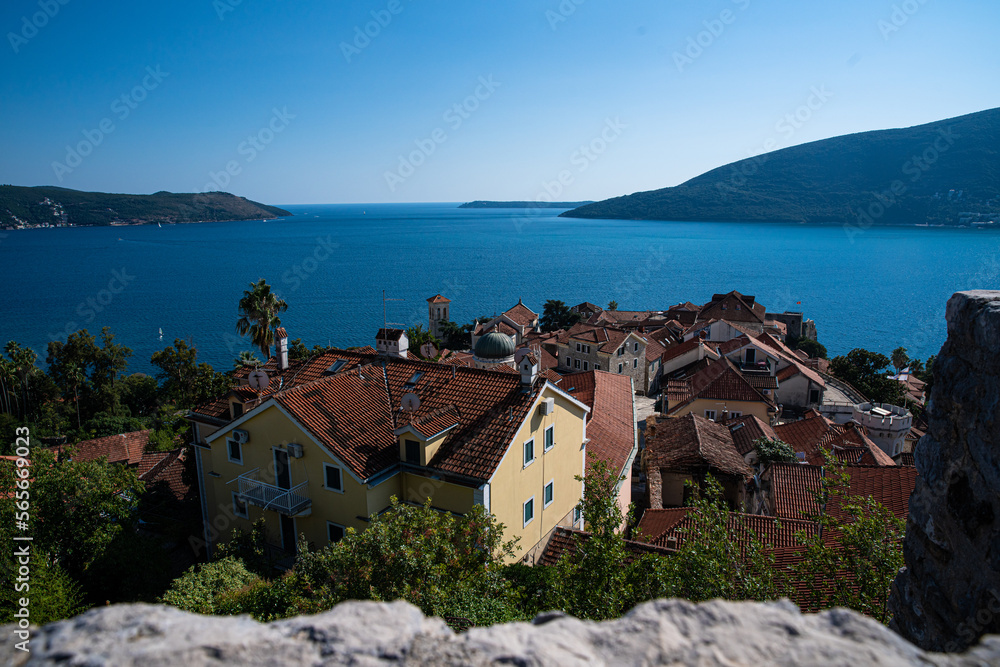 Fototapeta premium View on Herceg Novi and Adriatic sea in Montenegro.
