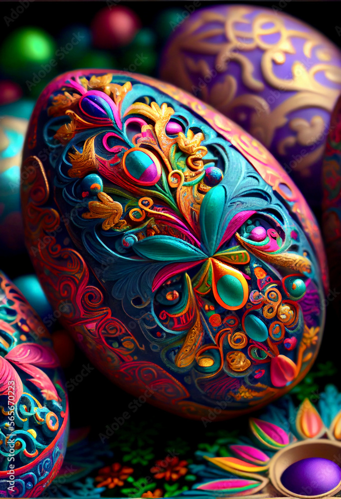 Generative AI abstract render of artsy easter eggs Generative AI abstract render of artsy easter eggs