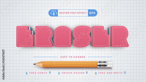 Eraser - Editable Text Effect, Font Style