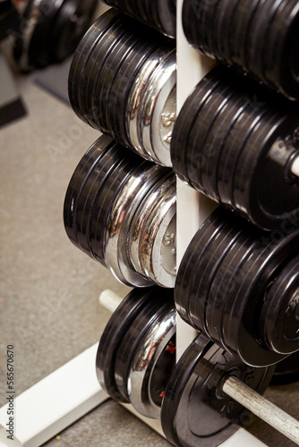 Close-up of exercise equipment in the gym