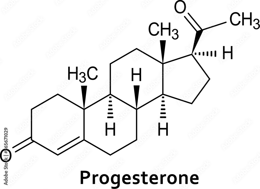 Progesterone hormone chemical formula, structure of molecule Progesterone hormone chemical formula, structure of molecule