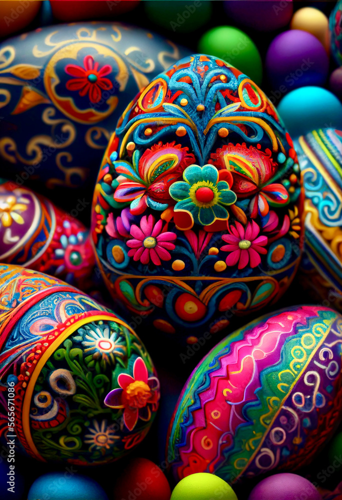 Generative AI abstract render of artsy easter eggs Generative AI abstract render of artsy easter eggs
