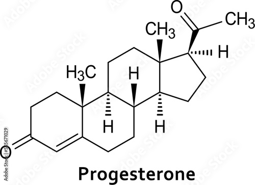 Progesterone hormone chemical formula, structure of molecule